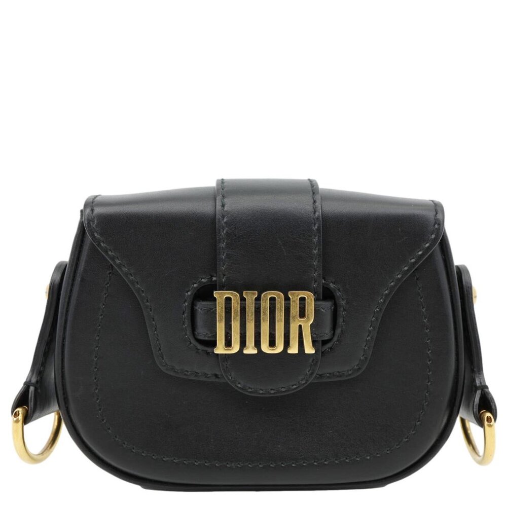 Christian Dior  D Fence Small Calfskin Leather Saddle Bag Black - Picture 3 of 15